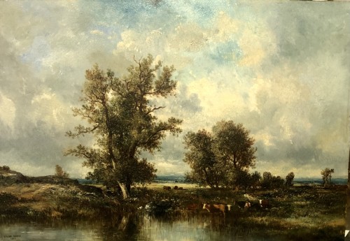 Victor DUPRE (1816-1879) - Cows at the pond