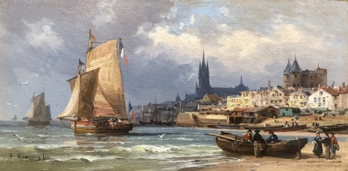 Charles Kuwasseg fils  (1828-1904) -  Village balnéaire et son château