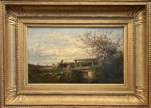 Le petit pont - Emile Charles LAMBINET-(1813-1877)