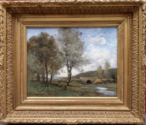 Pont sur une rivière - Paul-Désiré TROUILLEBERT (1829-1900)