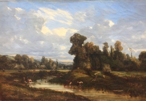 Cours d'eau et lavandière - Camille FLERS (1802-1868)