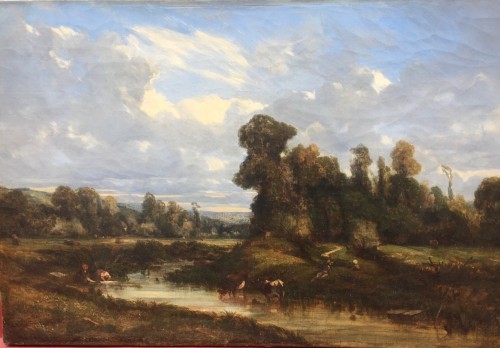 Cours d'eau et lavandière - Camille FLERS (1802-1868) - Amlet Art Galerie