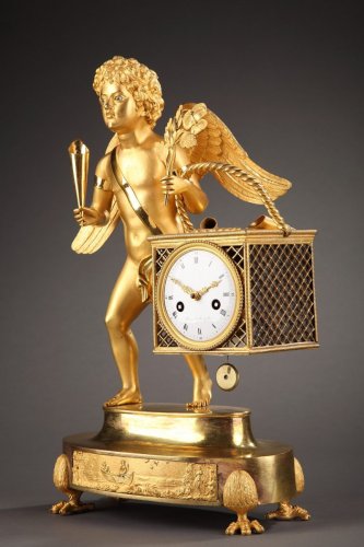 Pendule "Marchand de Sucreries" époque Empire - Horlogerie Style Empire