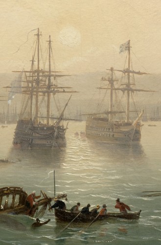 Coucher de soleil à Navarin - Louis GARNERAY (1783 – 1857), vers 1830/45 - Galerie Barnabé