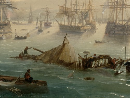 XIXe siècle - Coucher de soleil à Navarin - Louis GARNERAY (1783 – 1857), vers 1830/45