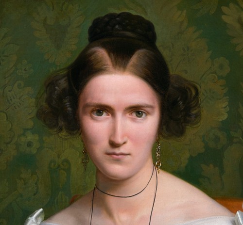 Portrait de dame - Sébastien NORBLIN de LA GOURDAINE (1796 – 1884) - Tableaux et dessins Style Louis-Philippe