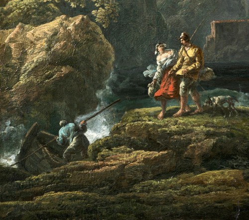 Carlo BONAVIA (actif à Naples vers 1751 – 1788) Vaisseau par mer agitée  - Tableaux et dessins Style 