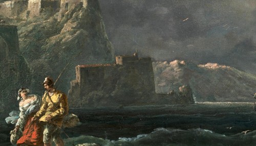 Carlo BONAVIA (actif à Naples vers 1751 – 1788) Vaisseau par mer agitée  - Galerie Barnabé