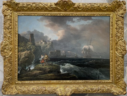 Carlo BONAVIA (actif à Naples vers 1751 – 1788) Vaisseau par mer agitée  - 