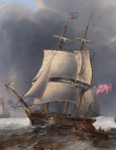 Navires sur mer agitée, James Wilson CARMICHAEL (1800 – 1868) - Tableaux et dessins Style 