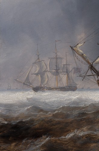 Tableaux et dessins Tableaux XIXe siècle - Navires sur mer agitée, James Wilson CARMICHAEL (1800 – 1868)