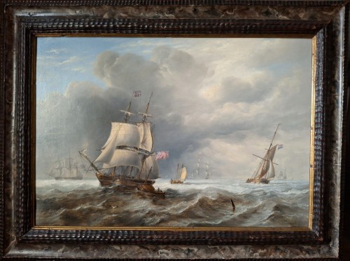 Antiquités - Navires sur mer agitée, James Wilson CARMICHAEL (1800 – 1868)