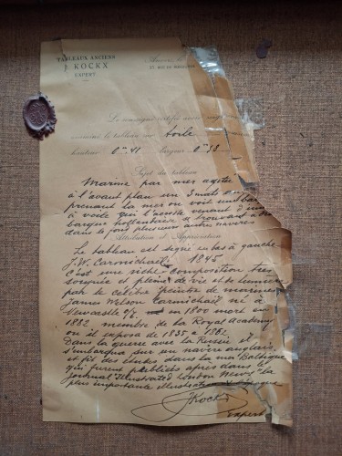 Antiquités - Navires sur mer agitée, James Wilson CARMICHAEL (1800 – 1868)