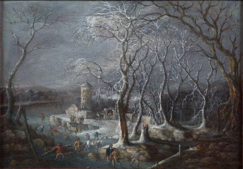 Winter Landscape with Skaters - Johann-Christian VOLLERDT (1708– 1769)
