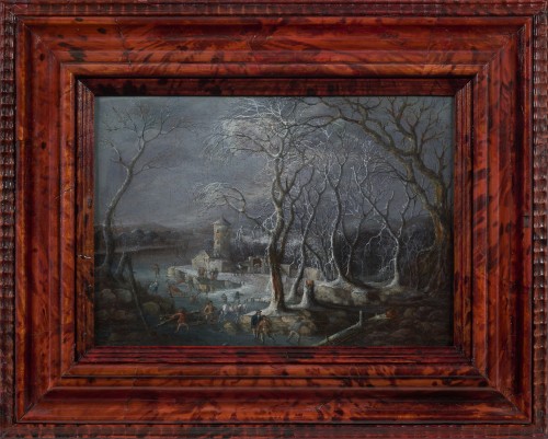 Winter Landscape with Skaters - Johann-Christian VOLLERDT (1708– 1769) - Paintings & Drawings Style 