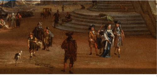 XVIIe siècle - Jacobus STORCK (Amsterdam 1641 - 1692/1699), Scène de port méditerranéen