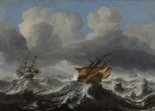 Hendrick STAETS (1600/1626 - 1659/1679) - Navires hollandais dans une mer agitée