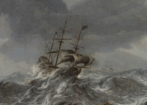 Paintings & Drawings  - Hendrick STAETS (1600/1626 - 1659/1679) - Dutch ships in a stormy sea