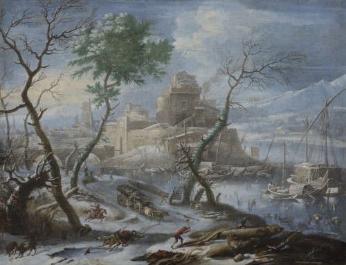 Johann-Oswald HARMS (1643 - 1708) attribué à - Paysage d'hiver