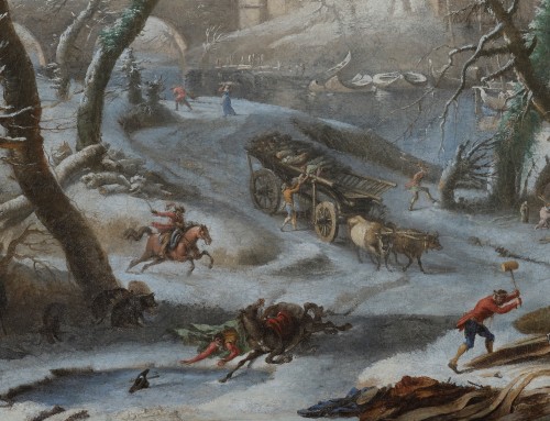 Johann-Oswald HARMS (1643 - 1708) attribué à - Paysage d'hiver - Tableaux et dessins Style 