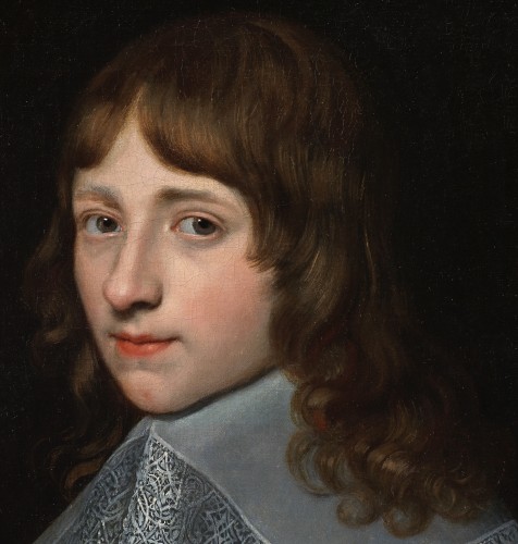 Portrait d’un jeune royaliste - Gérard VON HONTHORST (Utrecht 1604 - 1666 Utrecht), atelier de - Tableaux et dessins Style 