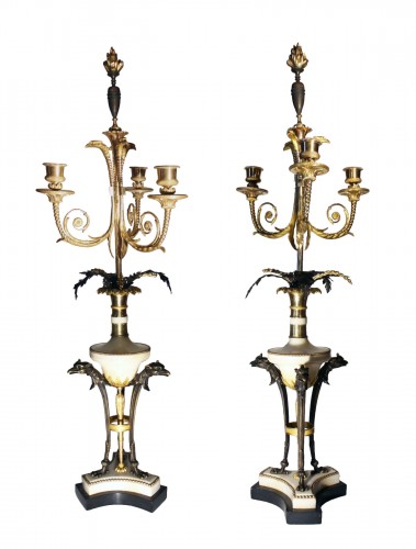 Pair of large Candelabras, "aux Griffons"