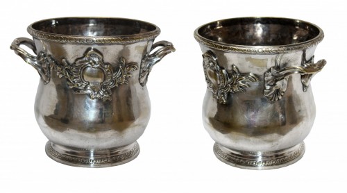 Pair of plated metal buckets from the early reign of Louis XV - 