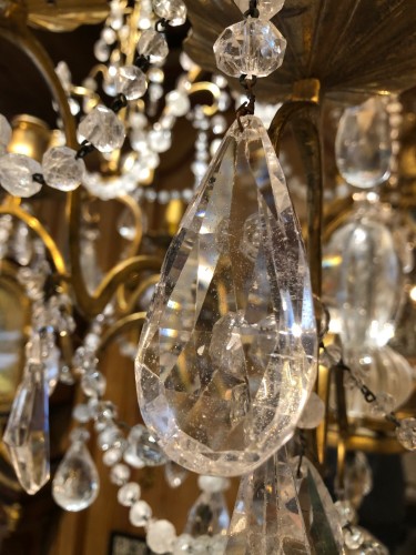 18th century - Rock crystal chandelier with C crowned