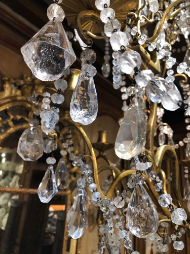 Antiquités - Rock crystal chandelier with C crowned