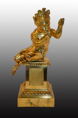 Feu en bronze doré "aux jeunes Satyres" - Objet de décoration Style 
