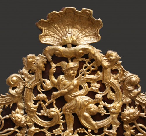 Miroir à Fronton en métal repoussé - Miroirs, Trumeaux Style Louis XIV