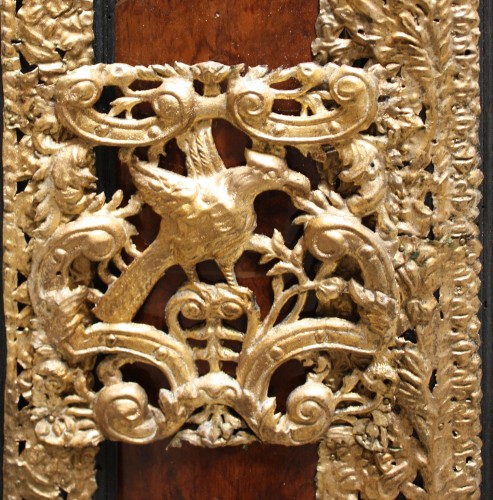 Louis XIV - Miroir à Fronton en métal repoussé