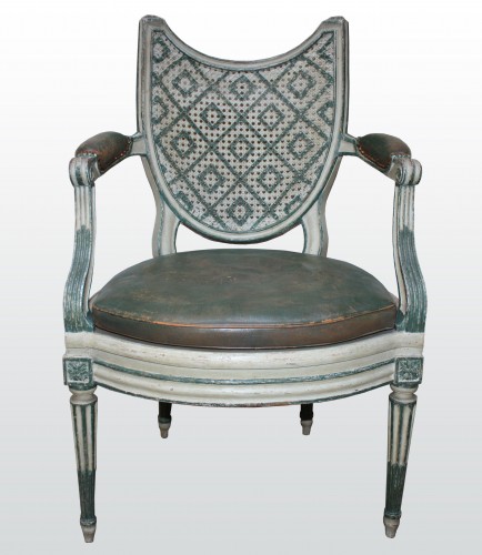 Pair of armchairs &quot;à coiffer&quot; stamped by Jacques Chéneaux - Seating Style Louis XVI