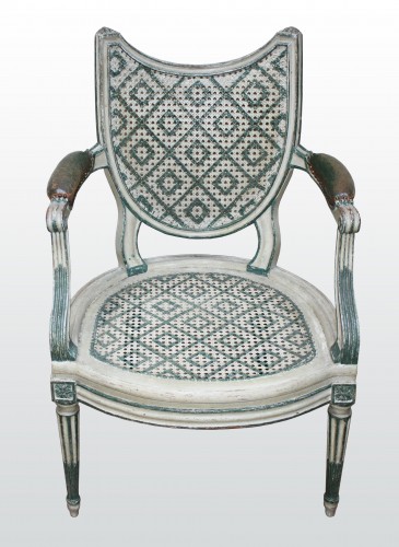 18th century - Pair of armchairs &quot;à coiffer&quot; stamped by Jacques Chéneaux