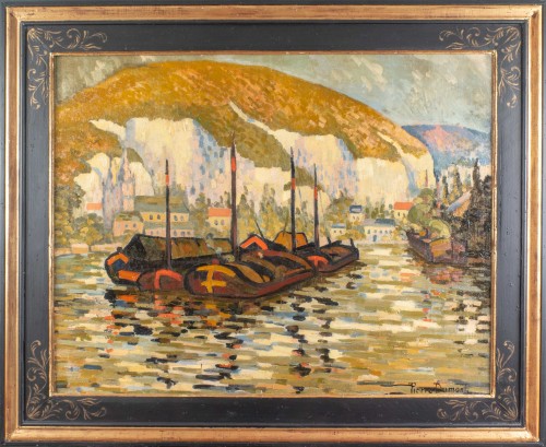 Paintings & Drawings  - Barges at &quot;Pré aux Loups&quot; - Pierre DUMONT (1884-1936)