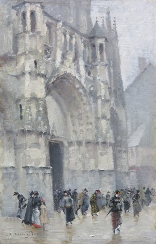 Leaving mass in Caudebec-en-Caux - Léon-Jules LEMAÎTRE (1850-1905)
