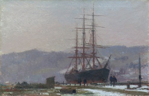 Trois mats à quai - Joseph DELATTRE (1858-1912)