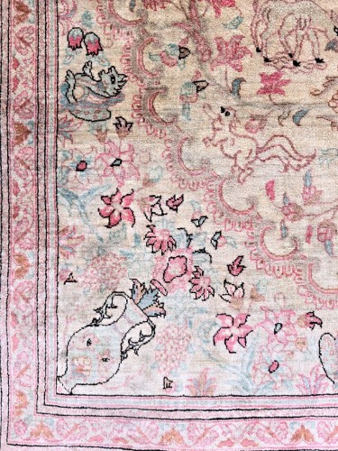 Tapis Ghoum en soie, Iran époque Shah vers 1970 - 