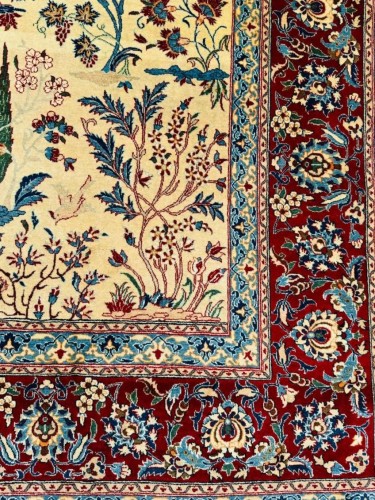 Antiquités - Tapis Ispahan, époque du Shah vers 1970