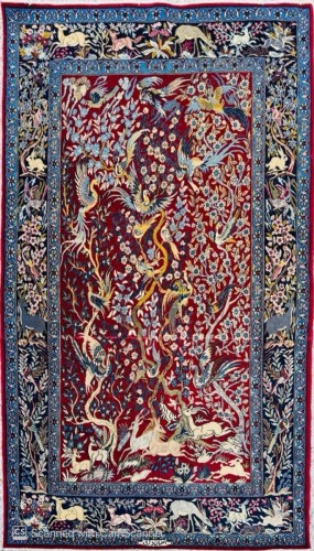Tapis d’Ispahan “Esfahan Akbar” en laine Kork et soie