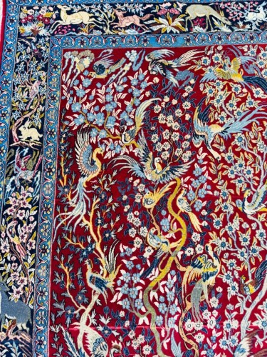 XIXe siècle - Tapis d’Ispahan “Esfahan Akbar” en laine Kork et soie