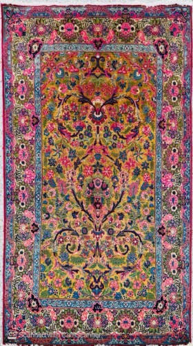 Tapis fin Kachan Dabir en soie et laine, signé Commande Bannayan, atelier Royal