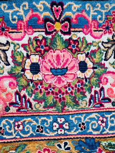 XXe siècle - Tapis fin Kachan Dabir en soie et laine, signé Commande Bannayan, atelier Royal