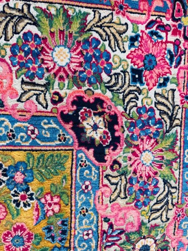 Antiquités - Tapis fin Kachan Dabir en soie et laine, signé Commande Bannayan, atelier Royal