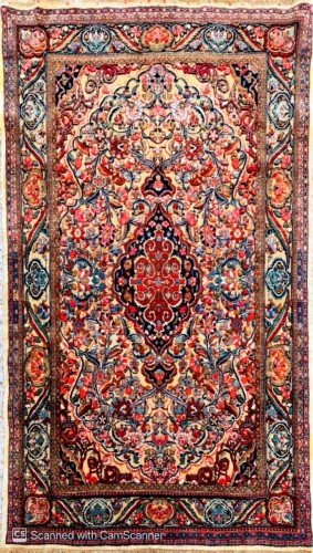 Tapis kachan soof en soie et relief de laine, Iran début 20e siècle