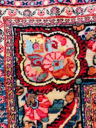 Antiquités - Tapis kachan soof en soie et relief de laine, Iran début 20e siècle
