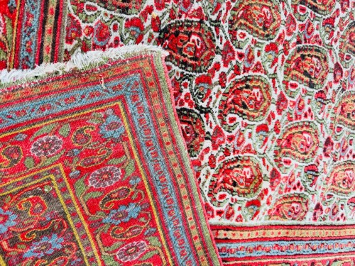 Important tapis Senneh en laine kork, Iran fin 19e siècle - Tapisserie & Tapis Style 