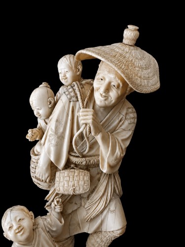 Okimono en ivoire monobloc – japon époque meiji (1868-1912) - Arts d
