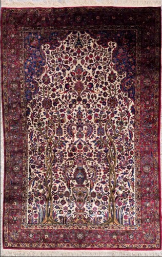 Tapis Kashan en soie naturelle – atelier dabir vers 1930