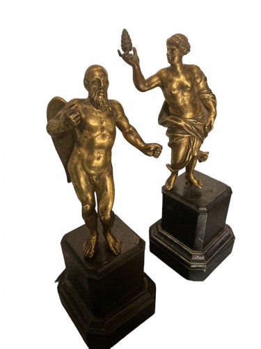 Sculpture Sculpture en Bronze - Cronos et Rhéa - Venise fin du XVIe siècle